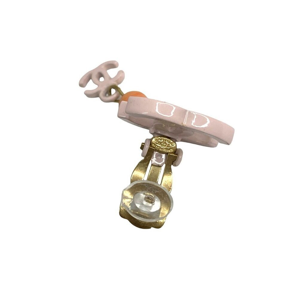 CHANEL Pink Logo Earrings